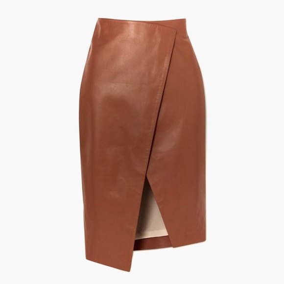 Zeynep Arcay Wrap effect Leather skirt sz L US8 - Picture 1 of 7